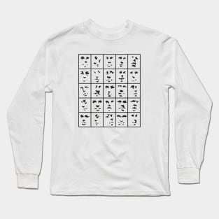 Shadow Shapes of Faces in a Grid Long Sleeve T-Shirt